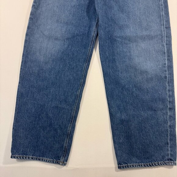AGOLDE Cut-Out Baggy Straight-Leg Jeans Women’s Size 33 Blue Denim High Waist - Picture 3 of 15